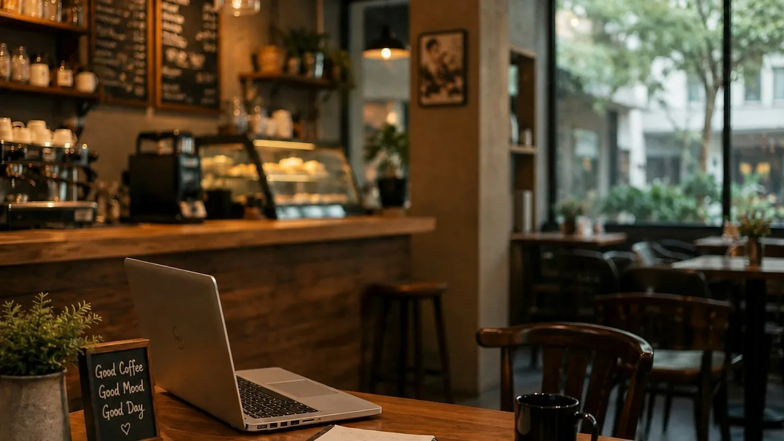Small business owner reviewing a marketing budget spreadsheet on a laptop